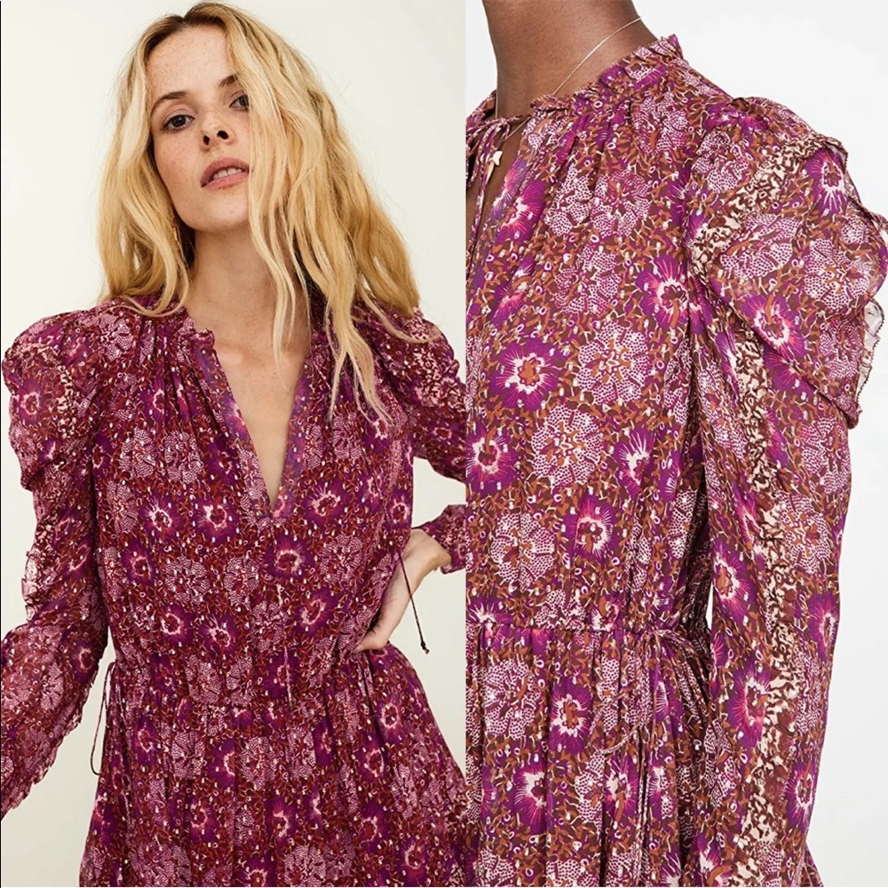 ULLA JOHNSON Alessandra dress Claret Patchwork sz 0